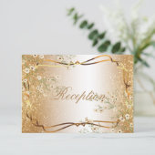 Invitation Fleurs blanches et parties scintillantes d'or - (Debout devant)