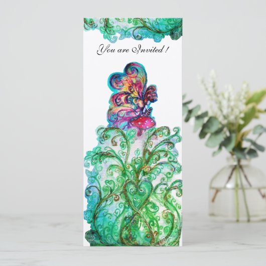 Invitation FLEURS BLANCHES ET PETITES ELF violet, rouge, bleu (Debout devant)