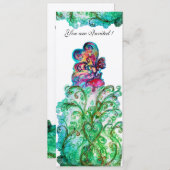 Invitation FLEURS BLANCHES ET PETITES ELF violet, rouge, bleu (Devant / Derrière)