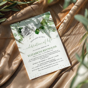 Invitation Fleurs blanches et verdure Célébration de la vie