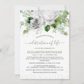 Invitation Fleurs blanches et verdure Célébration de la vie (Devant)