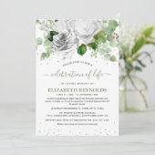 Invitation Fleurs blanches et verdure Célébration de la vie (Debout devant)