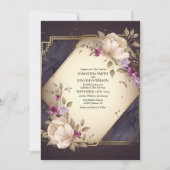 Invitation Fleurs blanches et violettes élégantes sur Mariage (Devant)