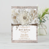 Invitation Fleurs blanches & Fête de mariage rustique glamour (Debout devant)