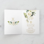 Invitation Fleurs blanches Fille Photo Baptême Christening (Intérieur)