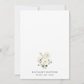 Invitation Fleurs Blanches, Fleurs Crème, Bohème, Baptême Flo (Dos)