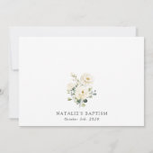 Invitation Fleurs blanches, Fleurs crème, Bohème, Baptême flo (Dos)