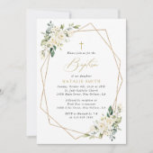 Invitation Fleurs blanches, Fleurs crème, Bohème, Baptême flo (Devant)
