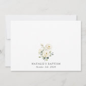 Invitation Fleurs blanches, Fleurs crème, Bohème, Baptême flo (Dos)