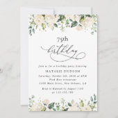 Invitation Fleurs blanches, Fleurs crème, Boho, Anniversaire (Devant)
