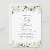 Invitation Fleurs blanches, Fleurs de crème, Boho, Baby showe (Devant)