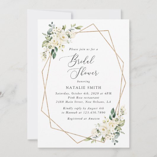 Invitation Fleurs blanches, Fleurs de crème, Boho, Fête des m (Devant)