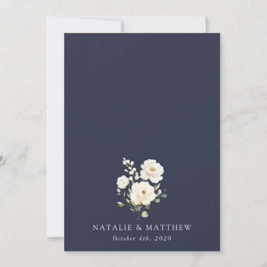 Invitation Fleurs blanches, Fleurs de crème, Verdure, Mariage (Dos)