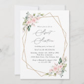Invitation Fleurs blanches, Fleurs roses, Boho, Sweet 16 (Devant)