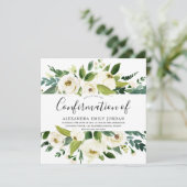 Invitation Fleurs blanches florissantes Confirmation de la fe (Debout devant)