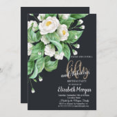 Invitation Fleurs blanches foncées 50e (Devant / Derrière)