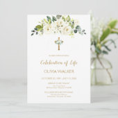 Invitation Fleurs blanches Funérailles Célébration de la vie  (Debout devant)
