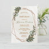 Invitation Fleurs blanches géométriques Fête des mariées verd (Debout devant)