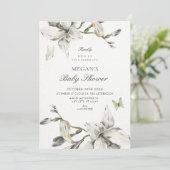 Invitation Fleurs blanches grises esthétiques floraison baby (Debout devant)