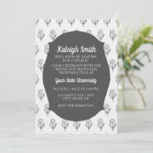 Invitation Fleurs blanches grises personnalisées Fête du tron (Debout devant)