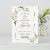 Invitation Fleurs blanches Invitación de Baby shower (Debout devant)