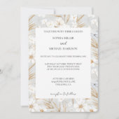 Invitation Fleurs Blanches Jolis Papillons Bleus Mariage (Devant)
