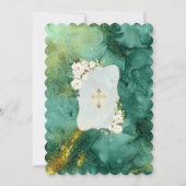 Invitation Fleurs blanches Malachite Gold Twins Baptême (Dos)
