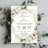 Invitation Fleurs blanches : Mariage à cadre or chic