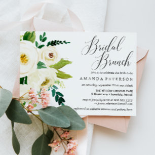 Invitation Fleurs blanches   mariage de typographie Brunch nu