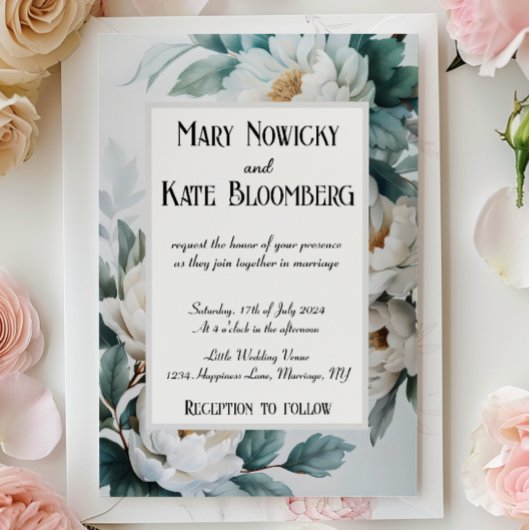 Invitation Fleurs blanches Mariage élégant