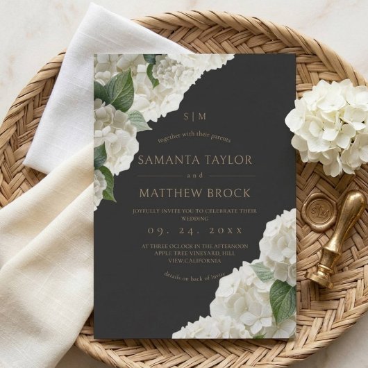 Invitation Fleurs blanches ⎮Mariage Moderne Tout en Un