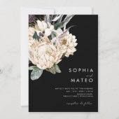 Invitation Fleurs blanches | Mariage photo décontracté noir (Devant)