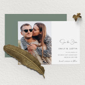 Invitation Fleurs blanches modernes Photo Enregistrer la date