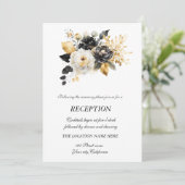 Invitation Fleurs blanches noires d'or (Debout devant)