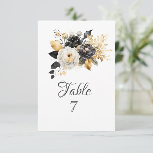 Invitation Fleurs blanches noires d'or (Debout devant)