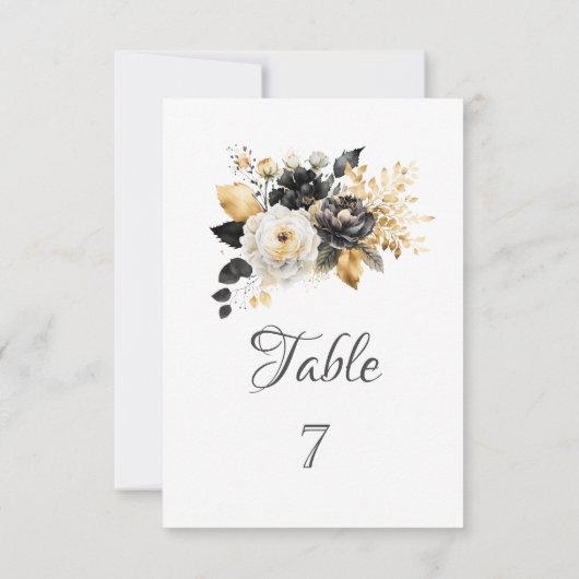 Invitation Fleurs blanches noires d'or (Dos)