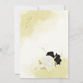 Invitation fleurs blanches noires or feuille mariage (Dos)