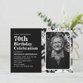 Invitation Fleurs blanches noires Photo 70e anniversaire (Debout devant)