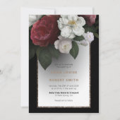 Invitation Fleurs blanches noires rouges roses Mariages flora (Devant)