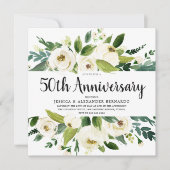 Invitation Fleurs Blanches Or 50ème Anniversaire de Mariage (Devant)