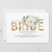 Invitation Fleurs blanches Or et verdure Fête des mariées chi (Devant)