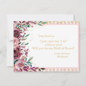 Invitation Fleurs blanches or Serez-vous ma femme d'honneur (Dos)