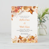 Invitation Fleurs blanches orange rustique Bohème mariage bla (Debout devant)