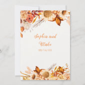 Invitation Fleurs blanches orange rustique Bohème mariage bla (Dos)