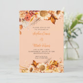 Invitation Fleurs blanches orange rustique Boho Orange Mariag (Debout devant)
