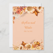 Invitation Fleurs blanches orange rustique Boho Orange Mariag (Dos)