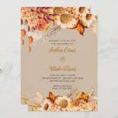 Invitation Fleurs blanches oranges rustiques Boho Vanilla Mar (Devant / Derrière)