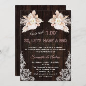 Invitation Fleurs blanches Pampas Dentelle en laiton I DO BBQ (Devant / Derrière)