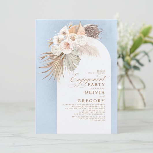 Invitation Fleurs blanches Pampas Grass Boho Party (Debout devant)