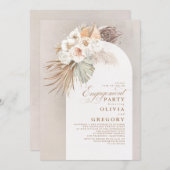 Invitation Fleurs blanches Pampas Grass Boho Party (Devant / Derrière)
